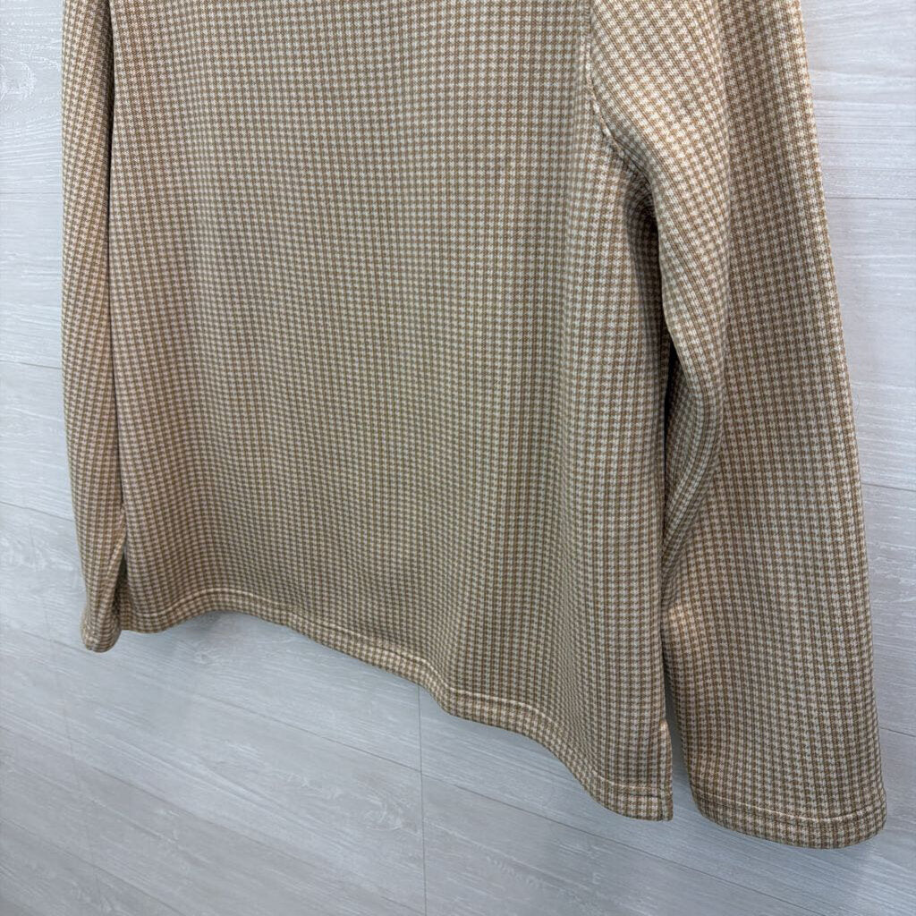 J Crew Brown/ White Houndstooth Turtleneck Sweater XXL