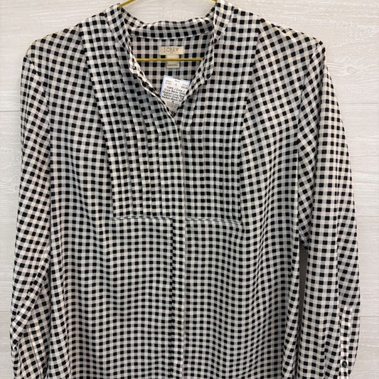 J Crew Black/ White Gingham Long Sleeve Button Down Top Medium