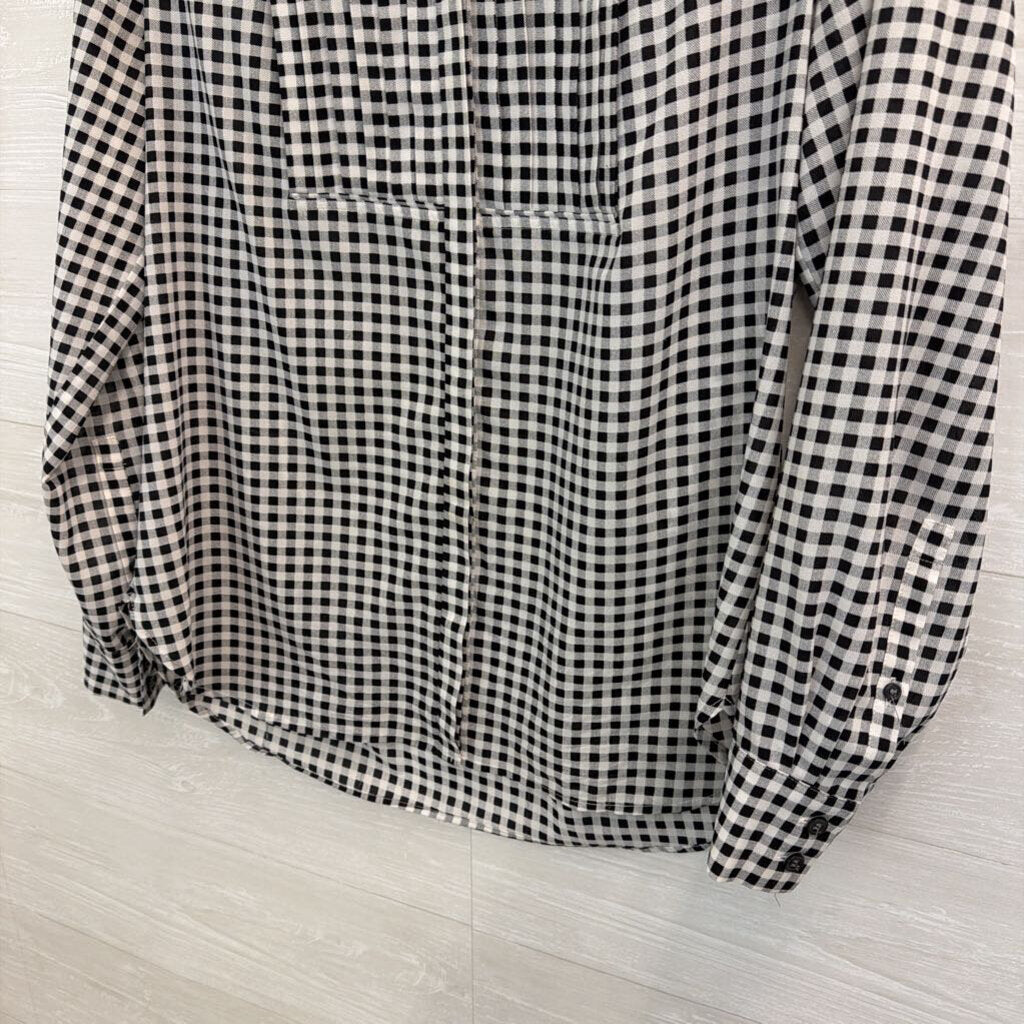 J Crew Black/ White Gingham Long Sleeve Button Down Top Medium