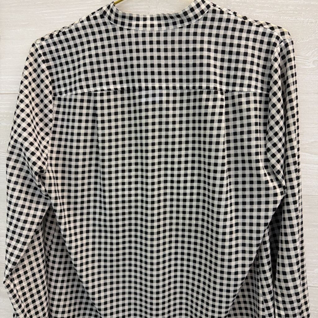 J Crew Black/ White Gingham Long Sleeve Button Down Top Medium