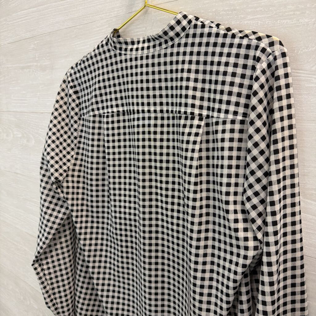 J Crew Black/ White Gingham Long Sleeve Button Down Top Medium