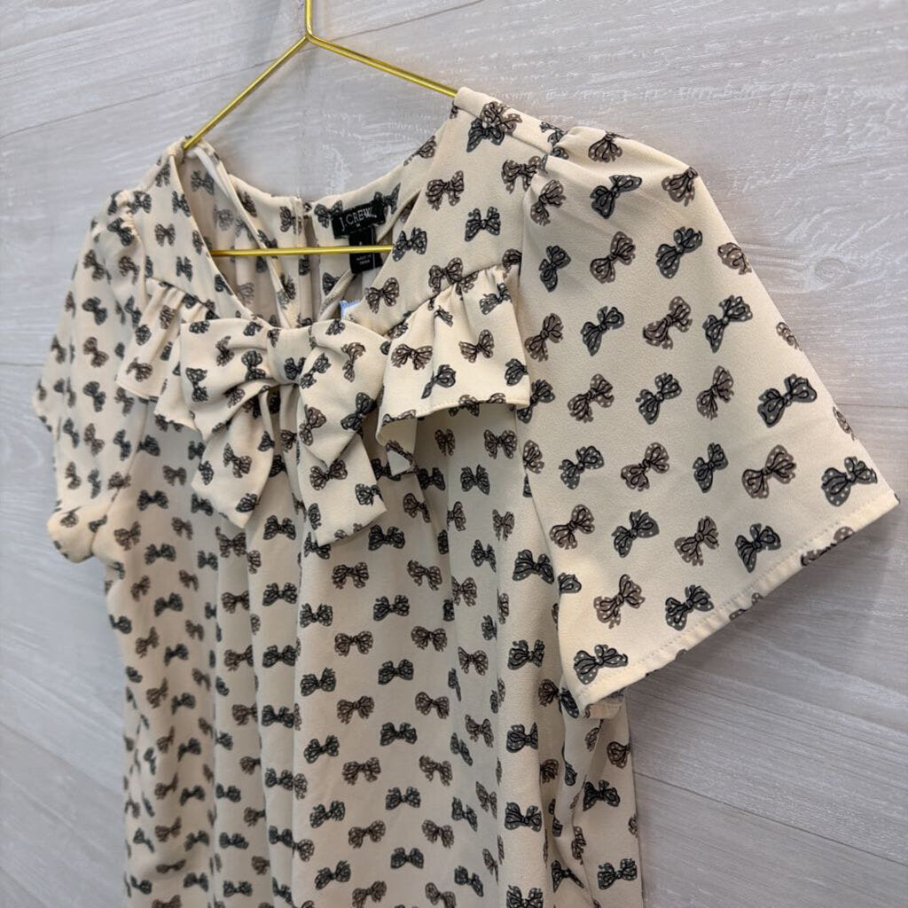 J Crew Cream/ Grey Boy Print Short Sleeve Top Small