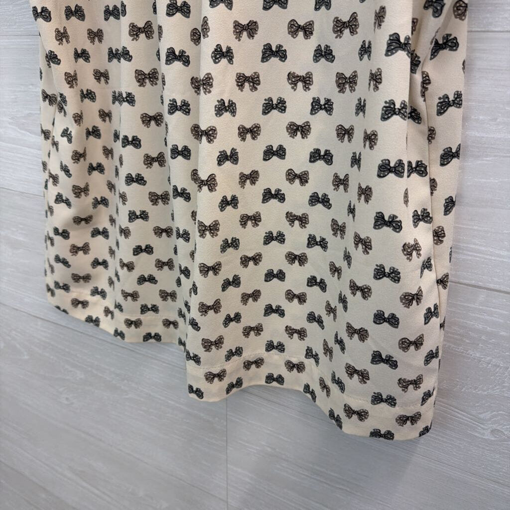 J Crew Cream/ Grey Boy Print Short Sleeve Top Small