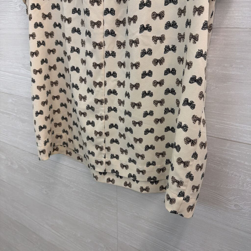 J Crew Cream/ Grey Boy Print Short Sleeve Top Small