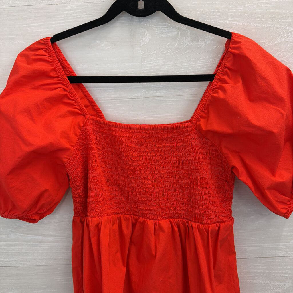 Loft Red Short Puff Sleeve Top Medium