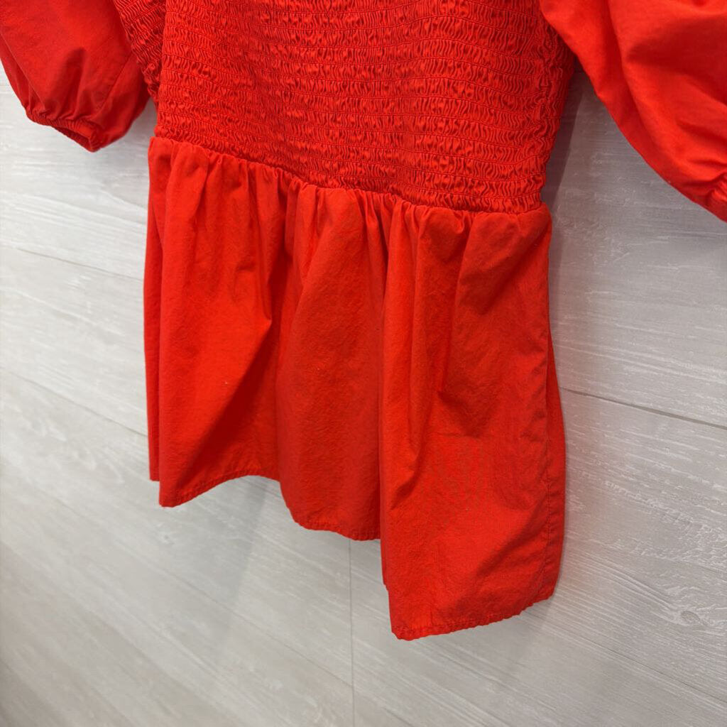 Loft Red Short Puff Sleeve Top Medium