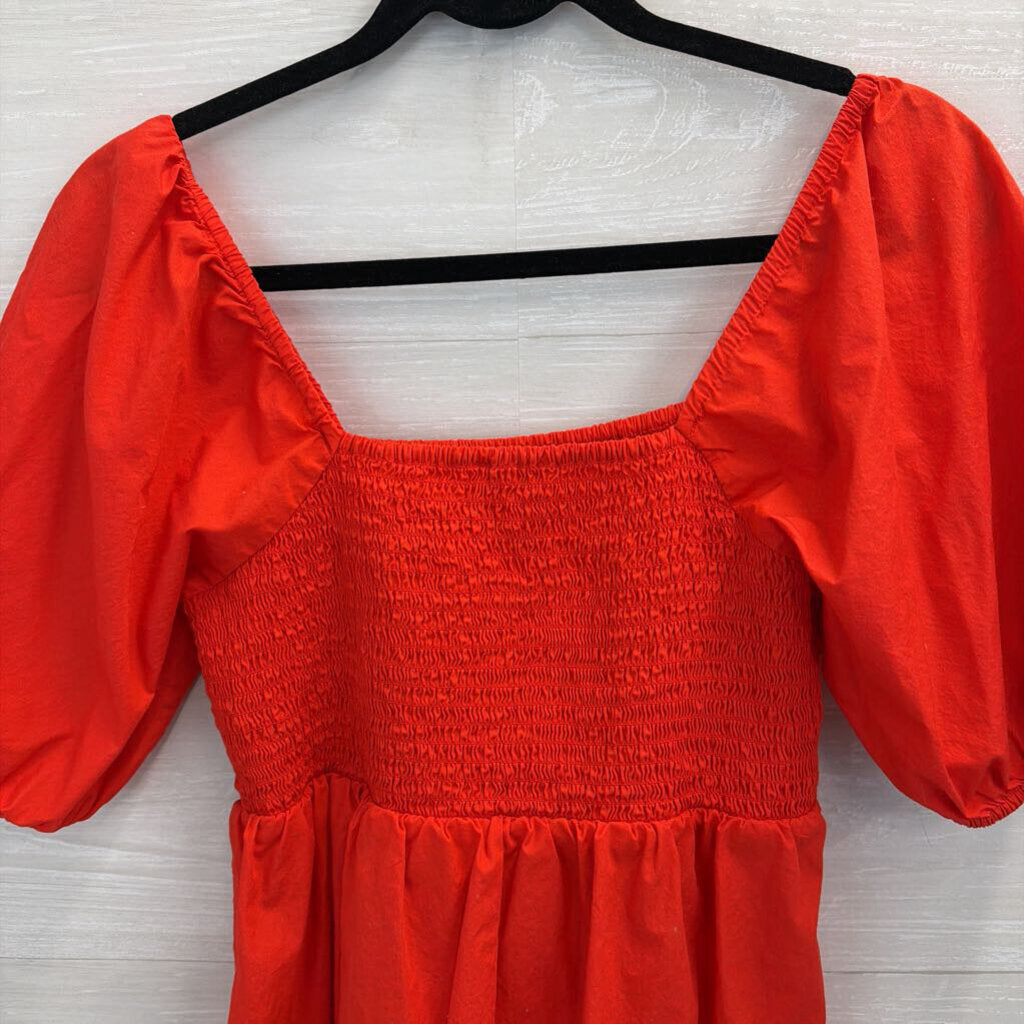 Loft Red Short Puff Sleeve Top Medium