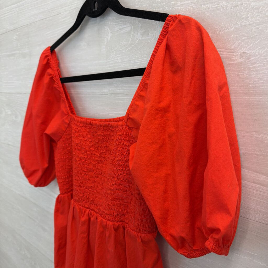 Loft Red Short Puff Sleeve Top Medium