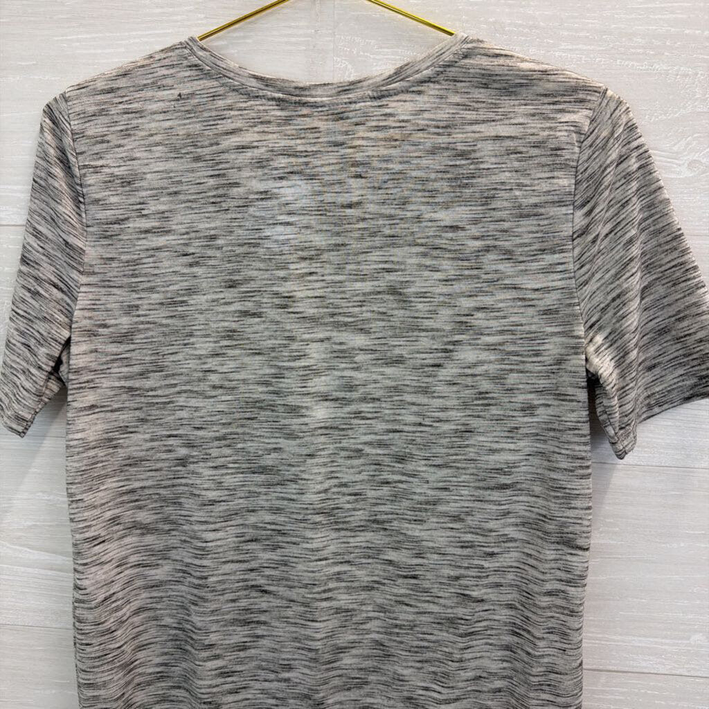 Loft Grey Embellished Short Sleeve Top Small