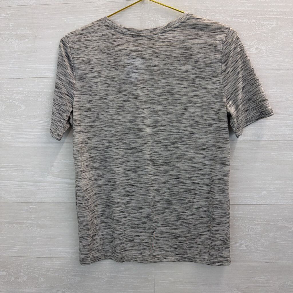 Loft Grey Embellished Short Sleeve Top Small