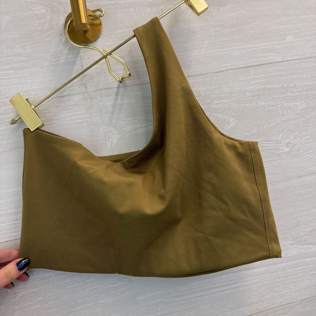 Girlfriend Collective Green One Shoulder Sports Bra Medium