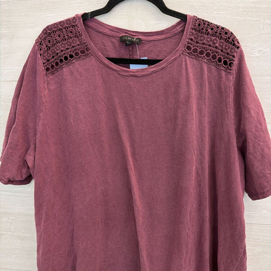 Lane Bryant Purple Lace Shoulder Short Sleeve Top 26/28