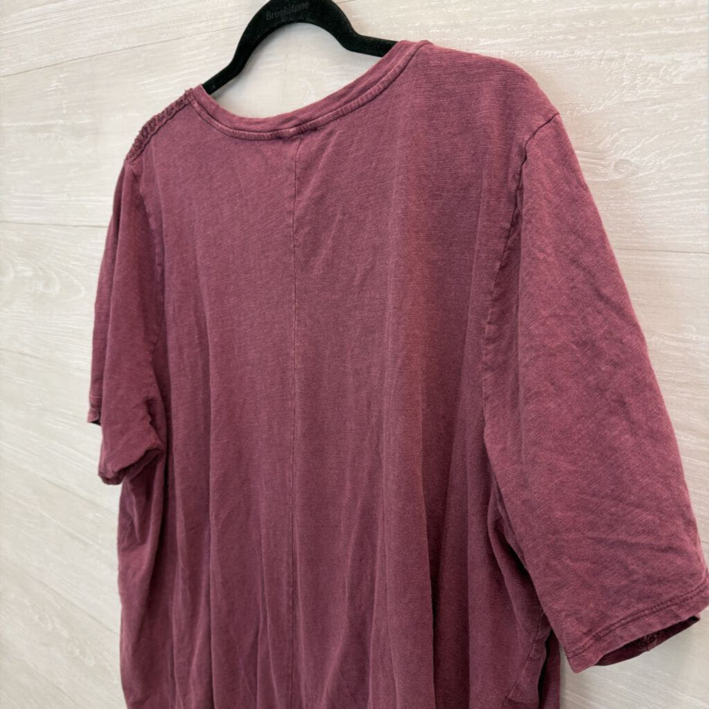 Lane Bryant Purple Lace Shoulder Short Sleeve Top 26/28