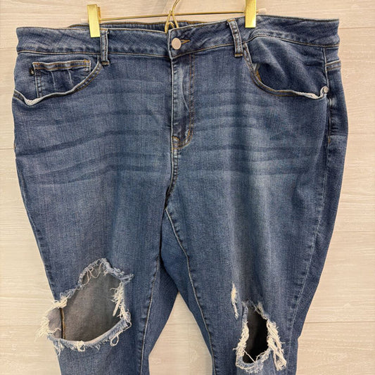 Judy Blue Dark Wash Distressed Skinny Leg Jeans 22W