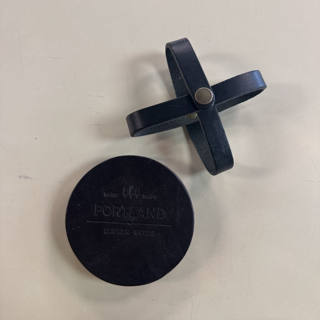 Portland Leather Goods Black Leather Coasters