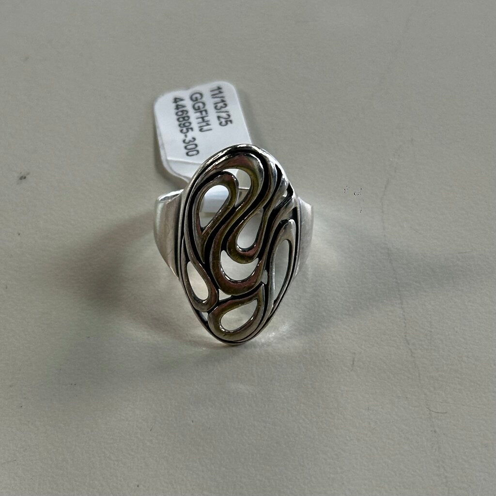 Sterling Silver Swirl Detail Statement Ring Size 9.5