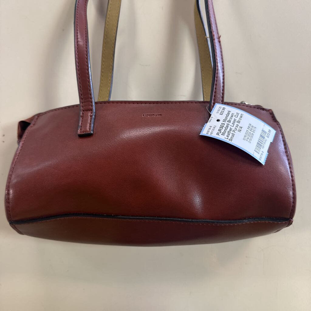 Mondani Brown Leather Laser Cut Small Purse