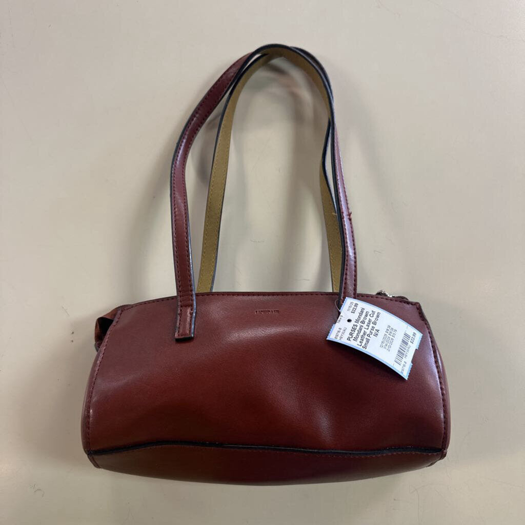 Mondani Brown Leather Laser Cut Small Purse