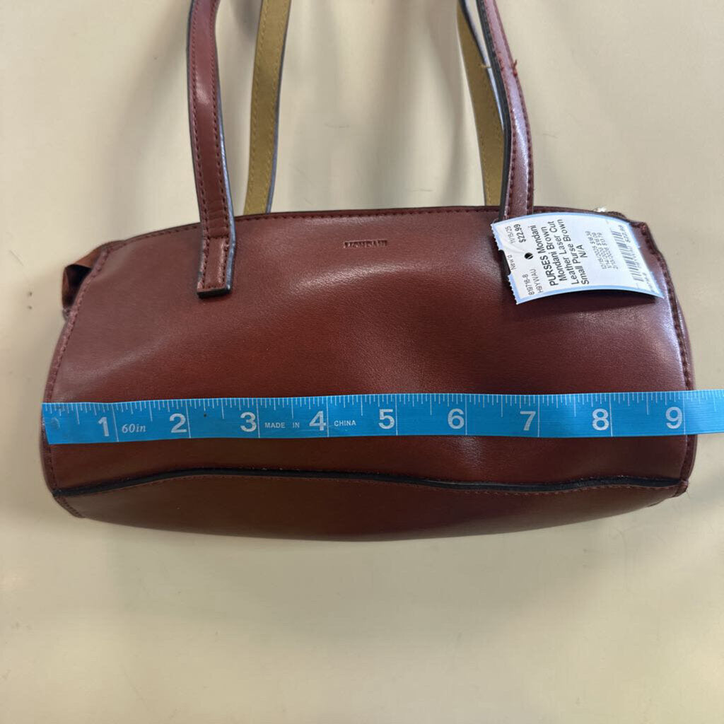 Mondani Brown Leather Laser Cut Small Purse