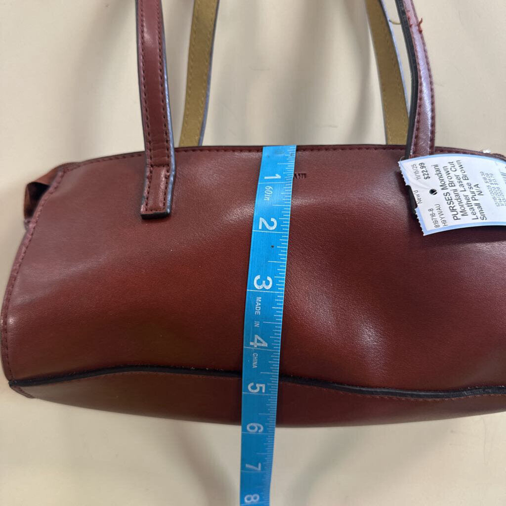 Mondani Brown Leather Laser Cut Small Purse