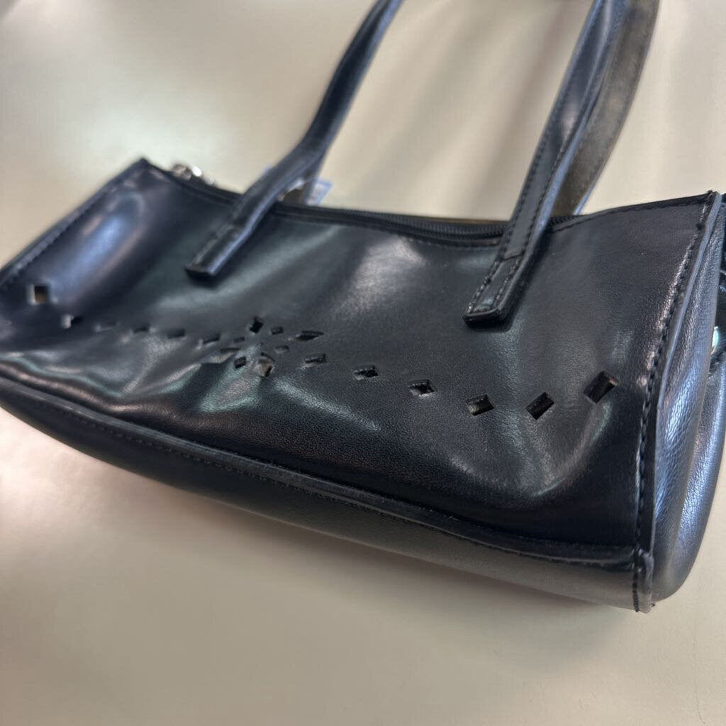 Mondani Black Leather Laser Cut Small Purse