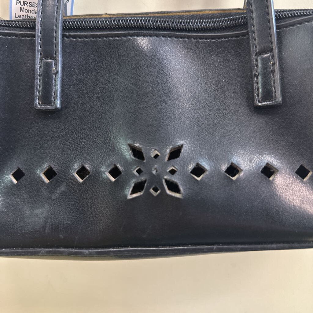 Mondani Black Leather Laser Cut Small Purse