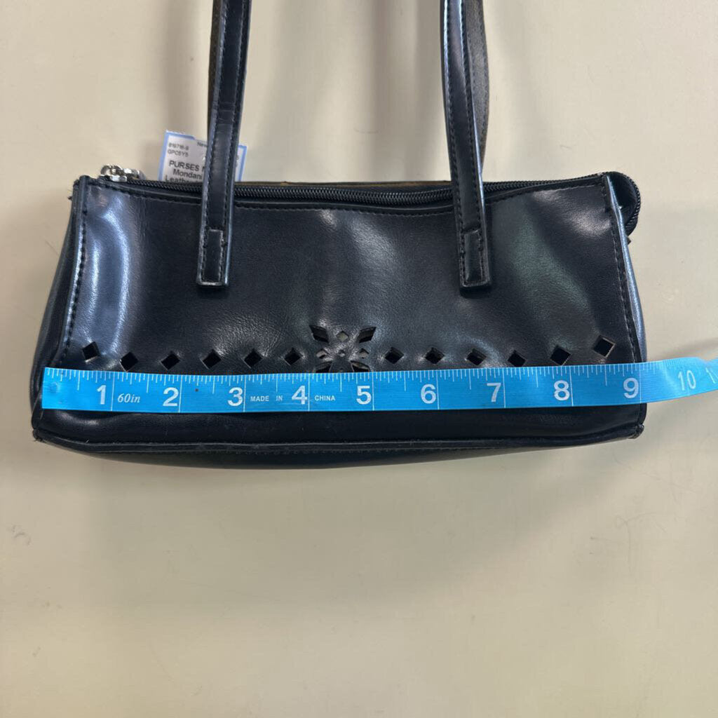 Mondani Black Leather Laser Cut Small Purse