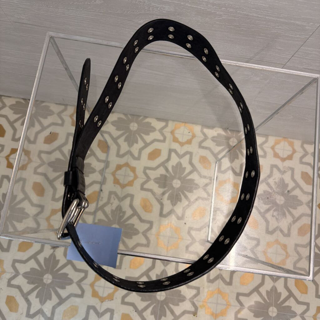 Black Leather/ Silver Grommet Belt Medium