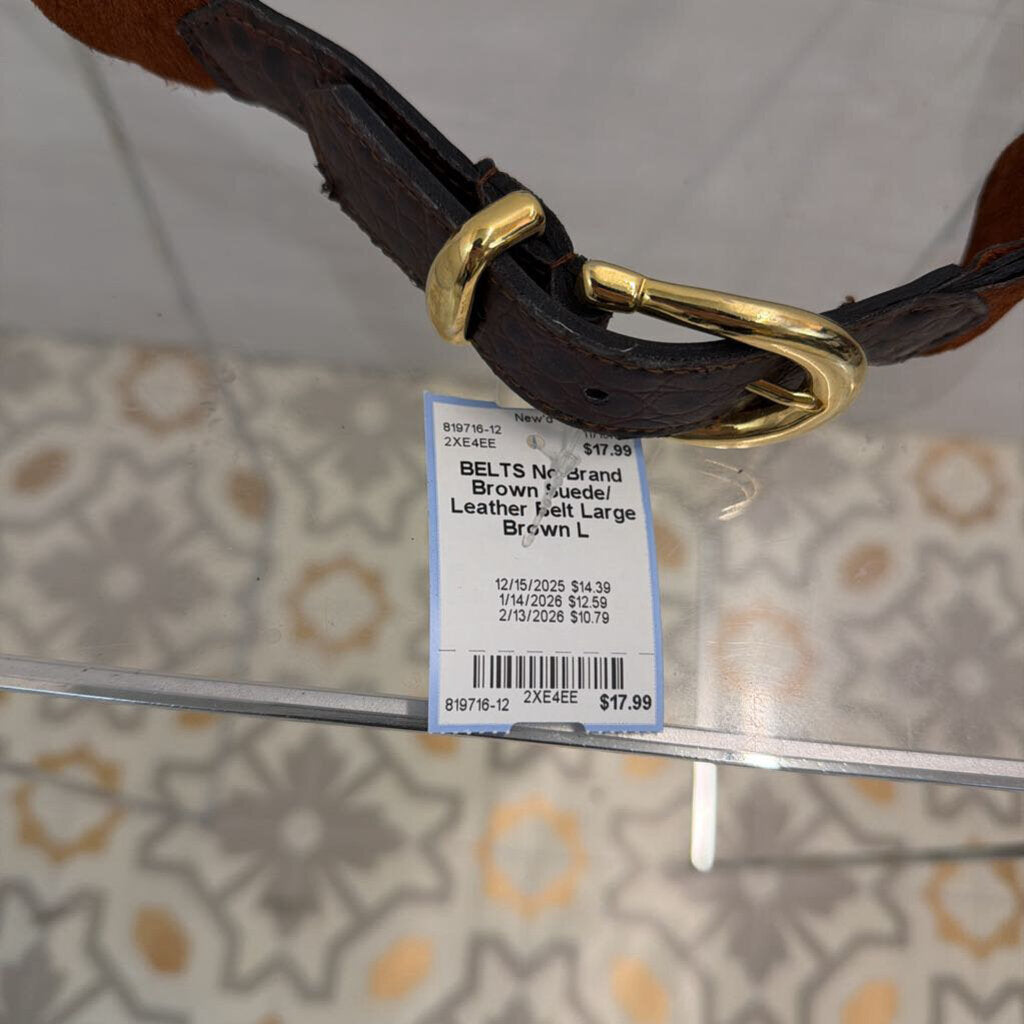 Brown Suede/ Leather Belt Large