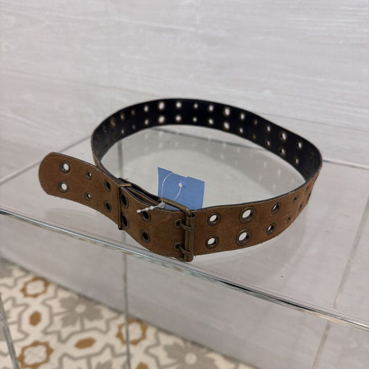 Brown Leather/ Bronze Grommet Belt Medium