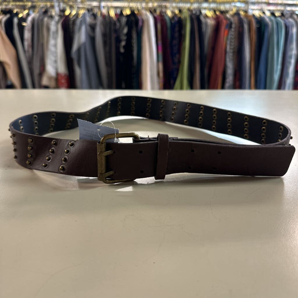 Brown Leather Studded Belt Medium