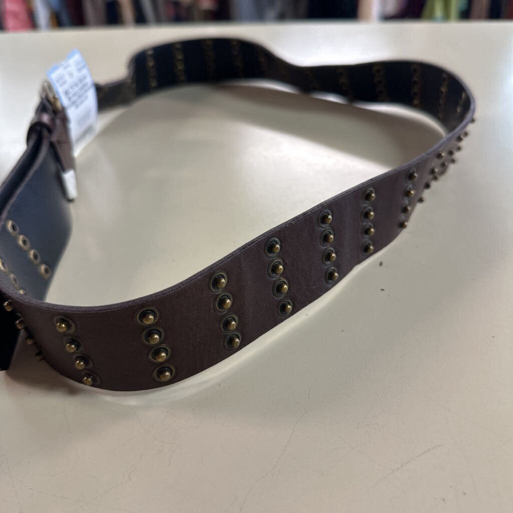 Brown Leather Studded Belt Medium