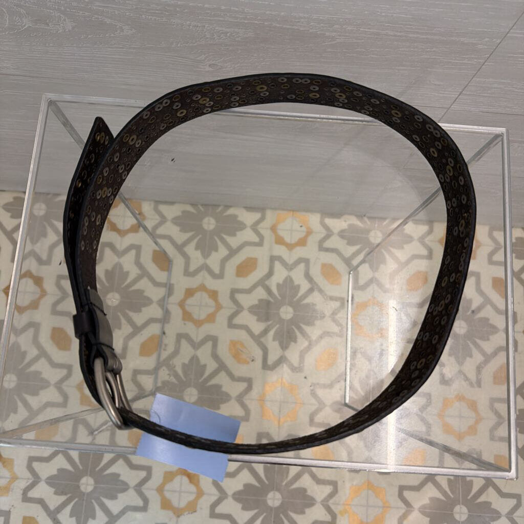 Black Leather Silver/ Gold Grommet Studded Belt Medium