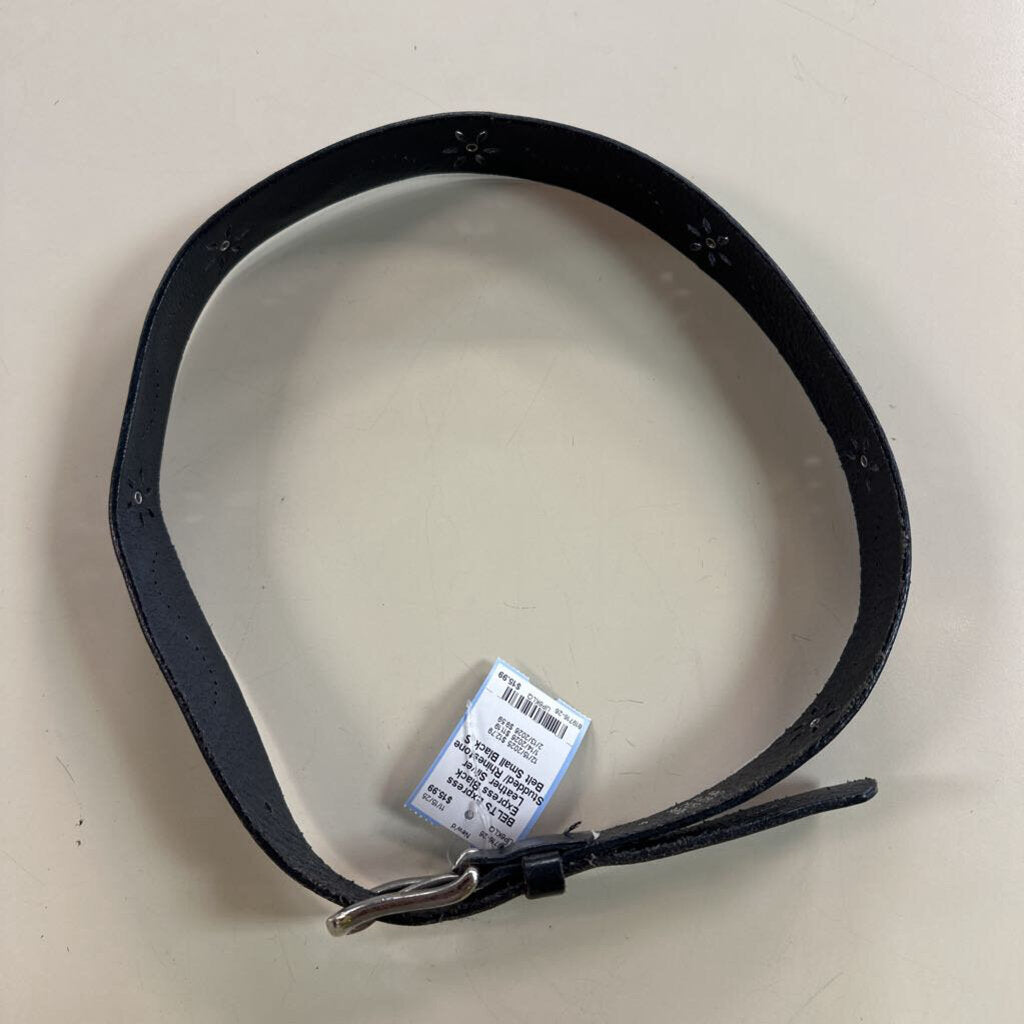 Express Black Leather Silver Studded/ Rhinestone Belt Small