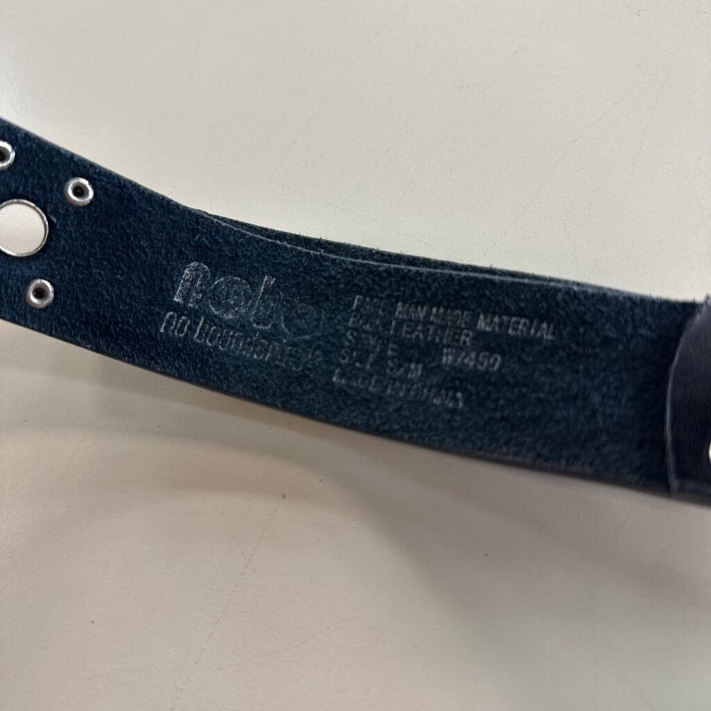 Black Leather/ Silver Studded Grommet Belt Small/ Medium