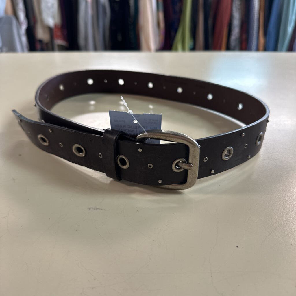 Relic Brown Leather/ Silver Studded Grommet Belt Medium