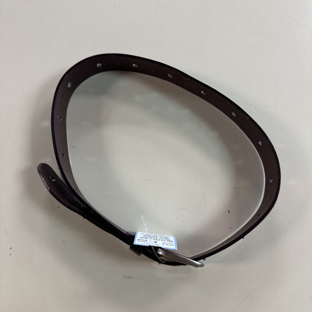Relic Brown Leather/ Silver Studded Grommet Belt Medium