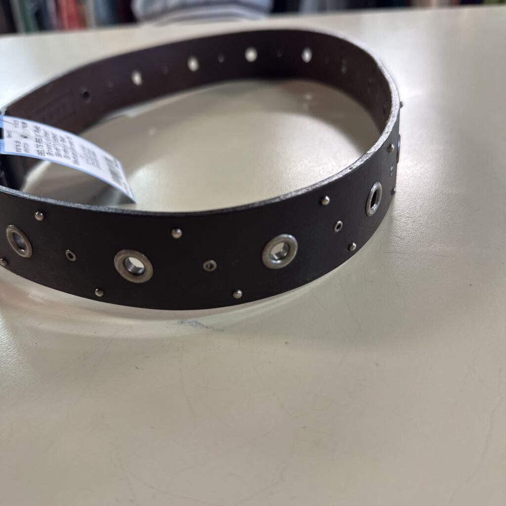 Relic Brown Leather/ Silver Studded Grommet Belt Medium