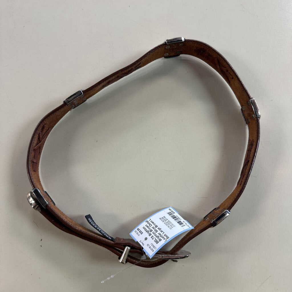 Brighton Brown Leather Silver Detail Belt Large