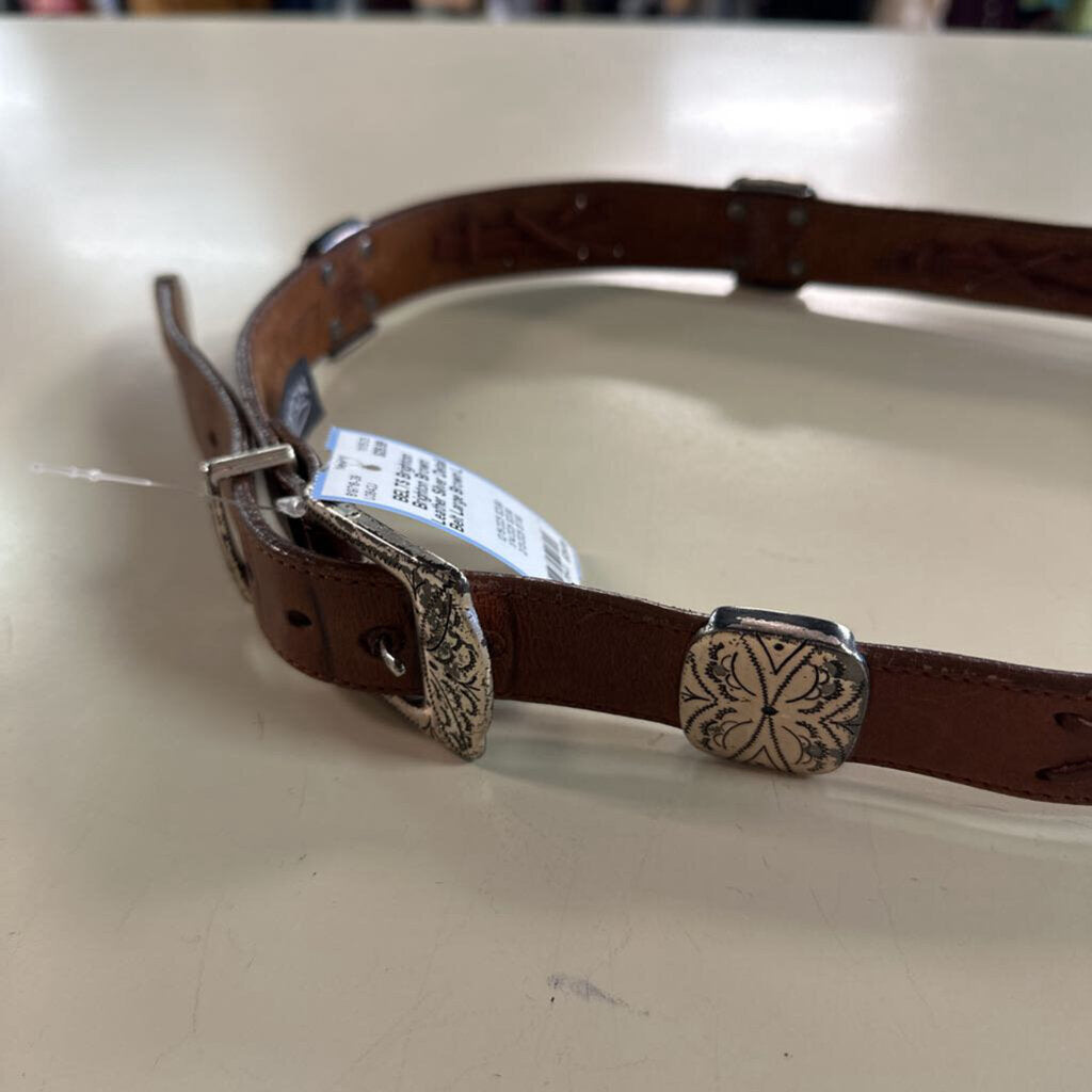 Brighton Brown Leather Silver Detail Belt Large