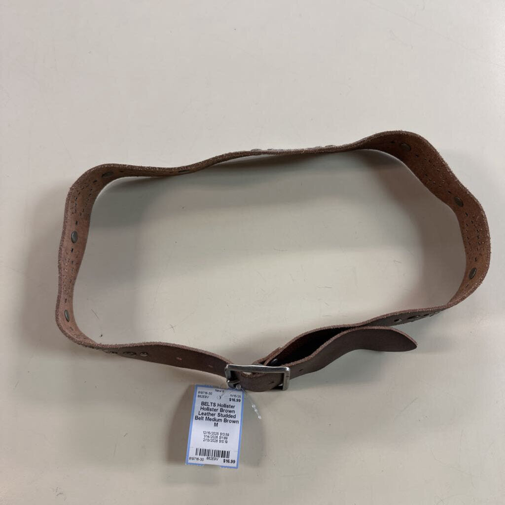 Hollister Brown Leather Studded Belt Medium