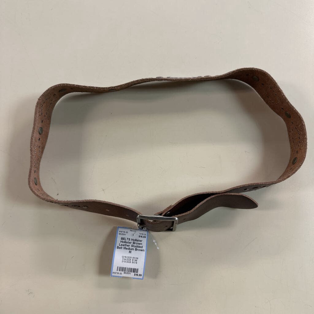 Hollister Brown Leather Studded Belt Medium