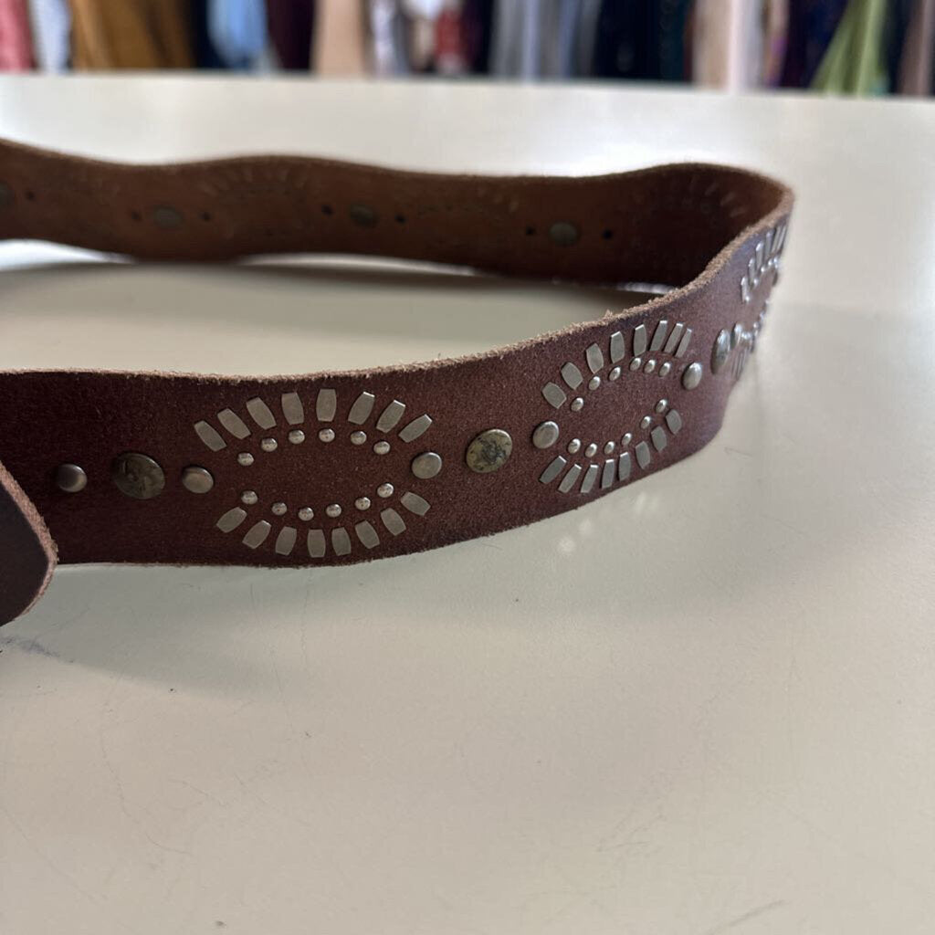 Hollister Brown Leather Studded Belt Medium