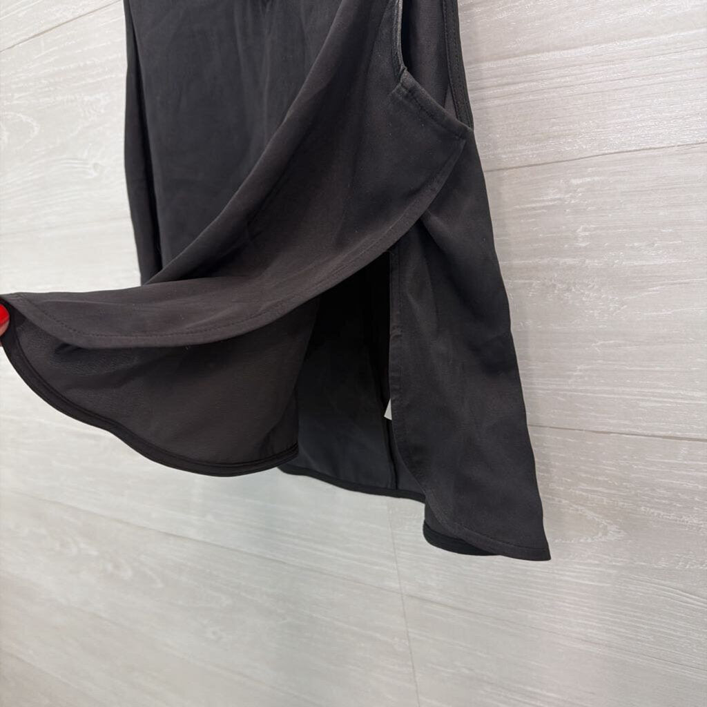 Up West Black Silky Tank Top/ Side Slit Wide Leg Pants Set Small