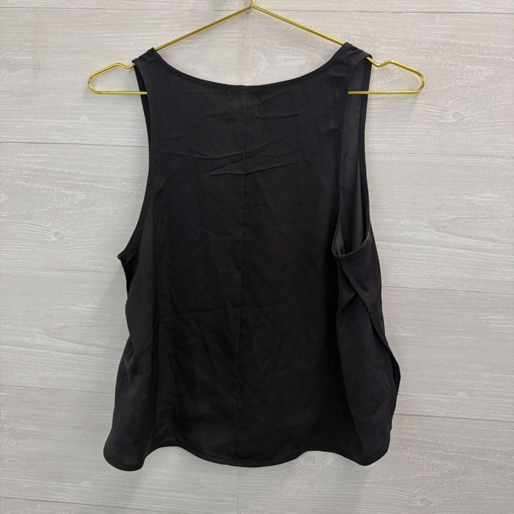 Up West Black Silky Tank Top/ Side Slit Wide Leg Pants Set Small