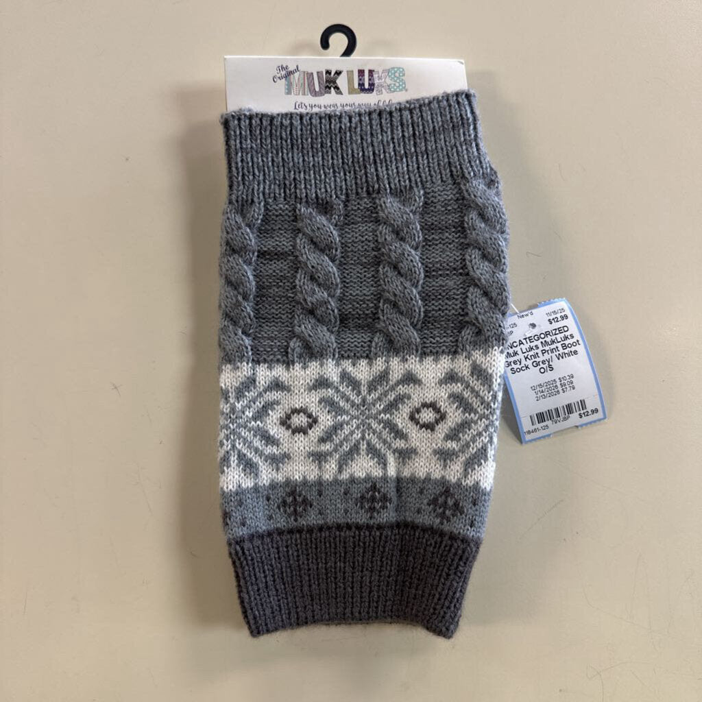 MukLuks Grey Knit Print Boot Sock