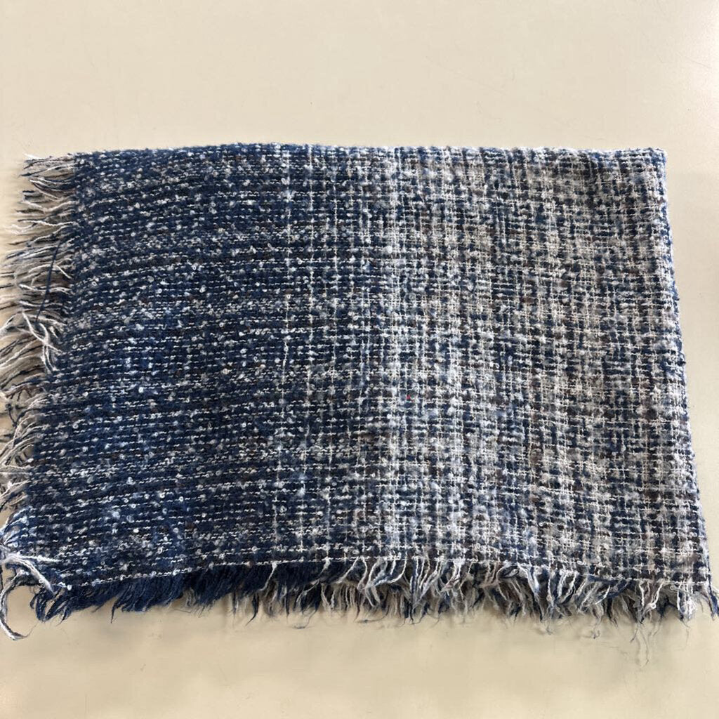 Navy/ Cream/ Brown Fringe Hem Scarf