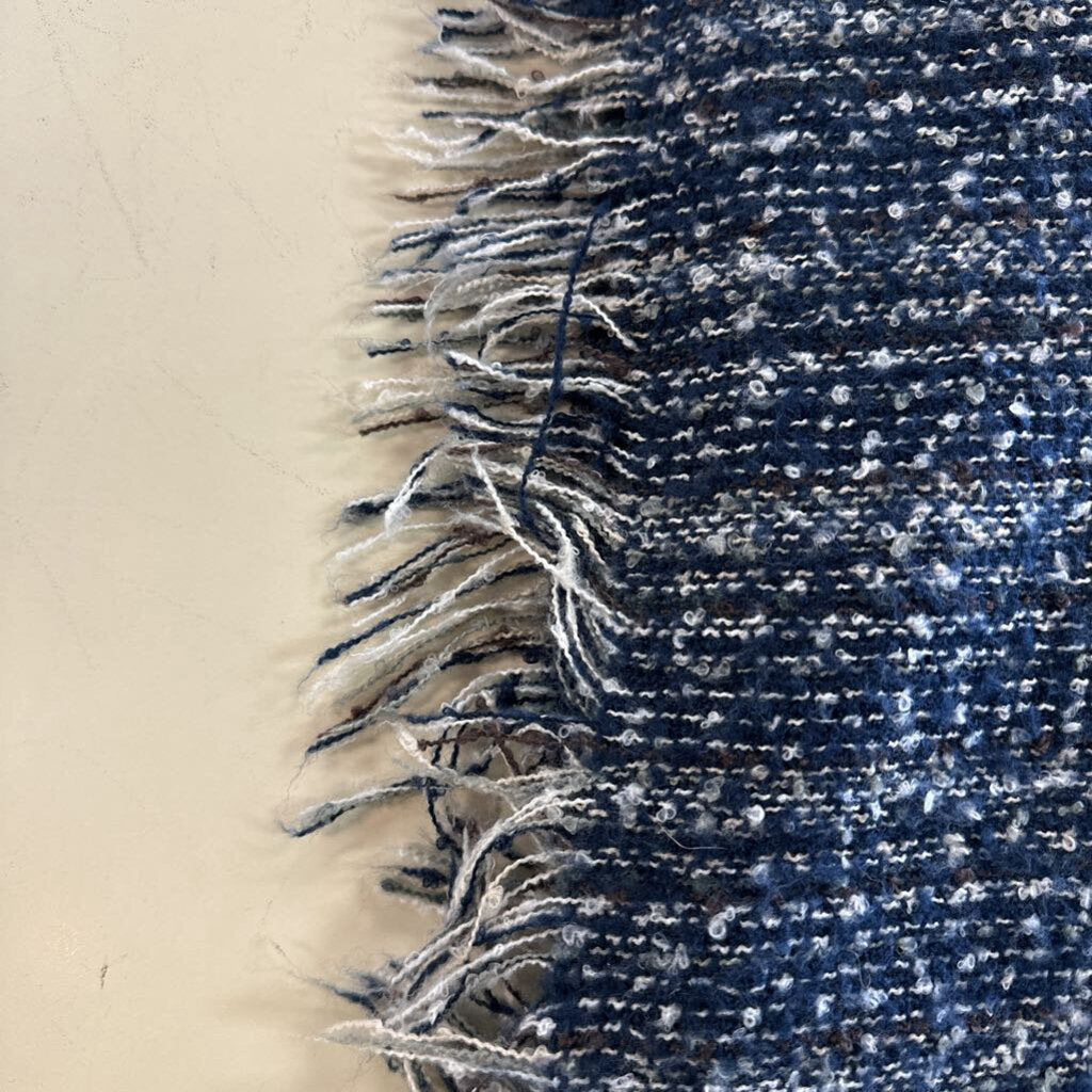 Navy/ Cream/ Brown Fringe Hem Scarf