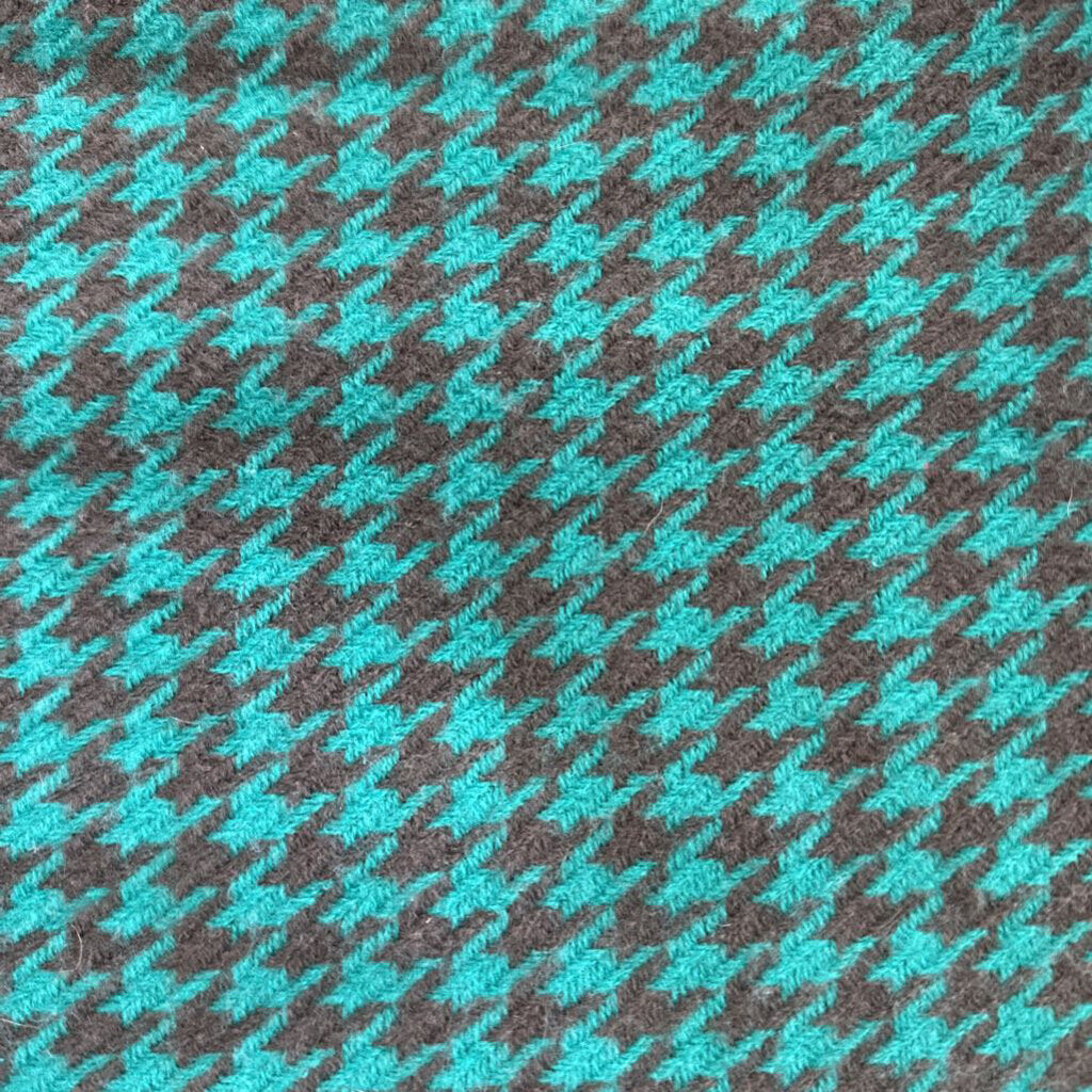 Teal/ Grey Houndstooth Print Scarf