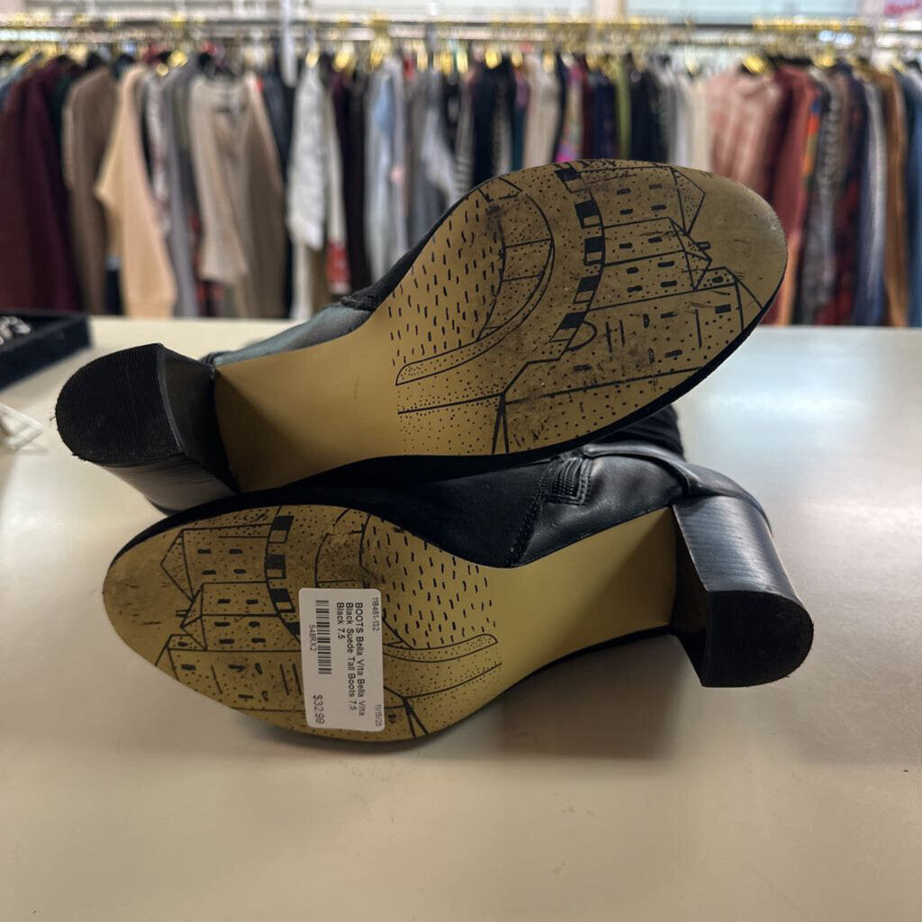 Bella Vita Black Suede Tall Boots 7.5